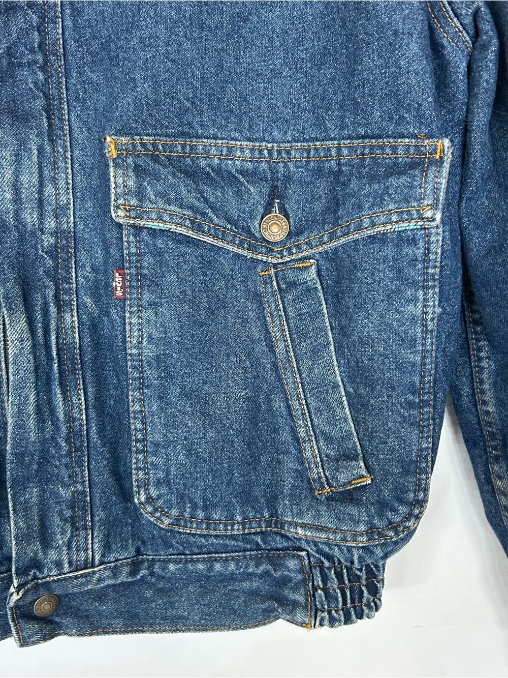 Vintage Levi's Men's Dark Blue Denim Blue Plaid Jacket - Picture 6 of 15